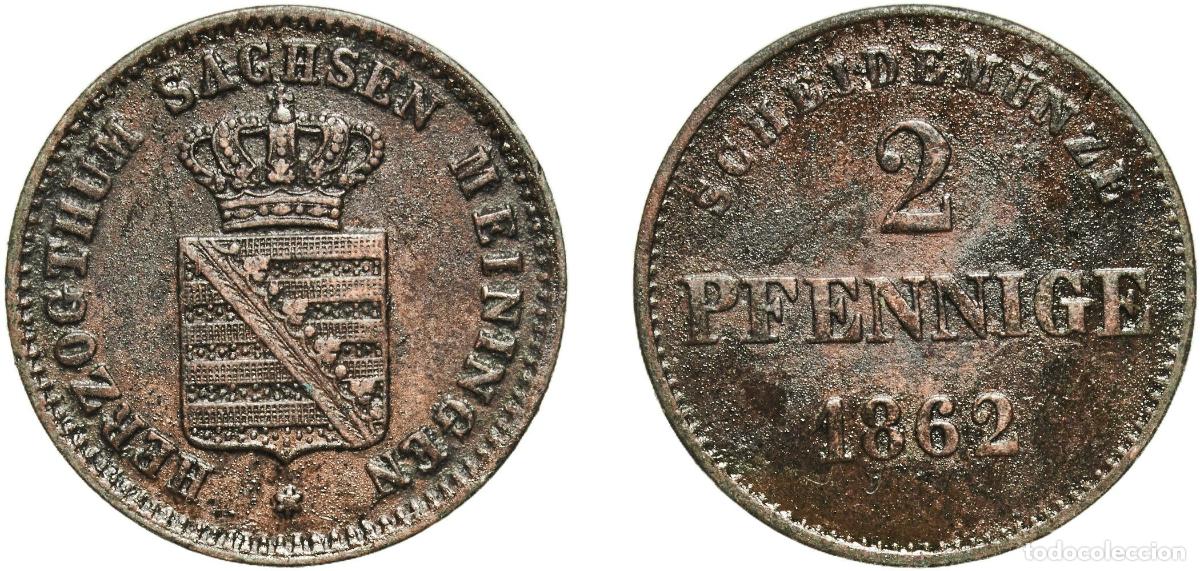 Monedas antiguas de Europa: Germany Kingdom of Bavaria German states 1862 2 Pfenning - Maximilian II, Ludwig II Copper Munich M