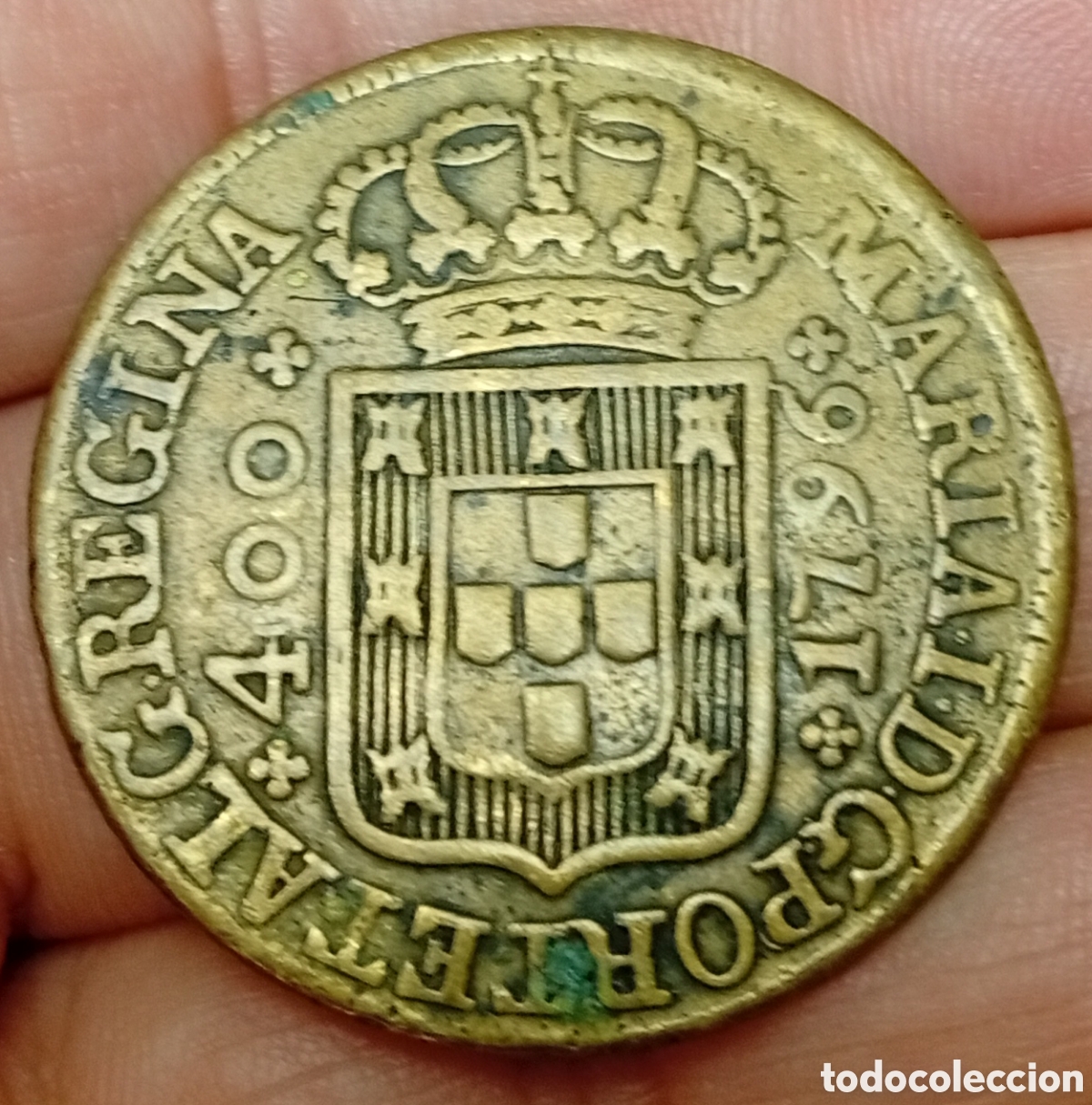 Monedas antiguas de Europa: Antigua moneda de plata de Mar&iacute;a I de Portugal 400 Reis a&ntilde;o 1896
