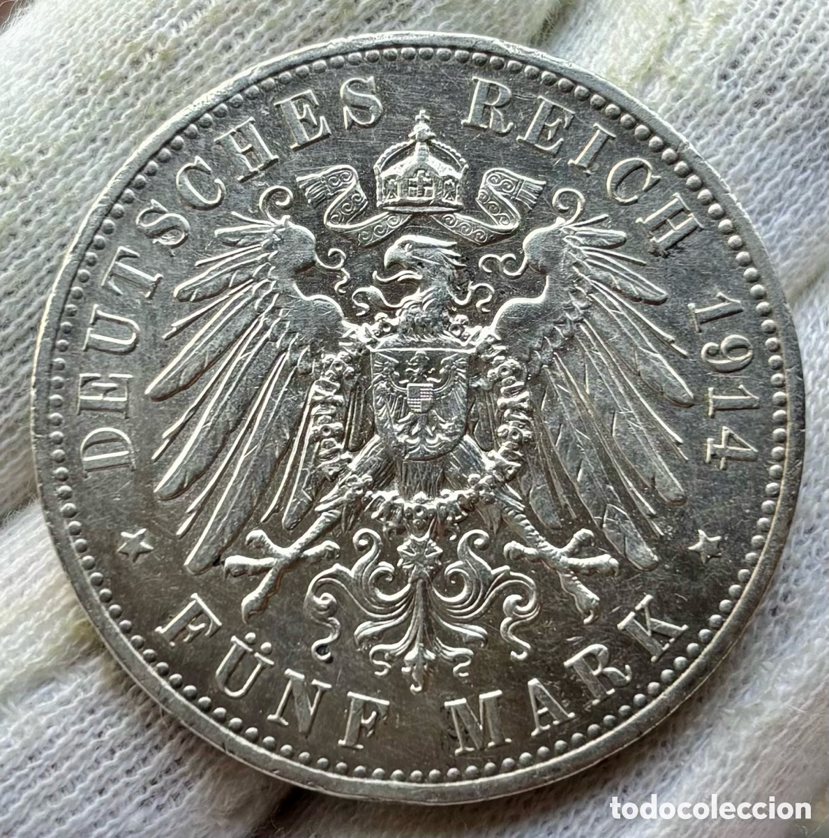 Monedas antiguas de Europa: Moneda PLATA PRUSIA ( Estados Alemanes ) 5 Marcos 1914 A. Guillermo II. Mark