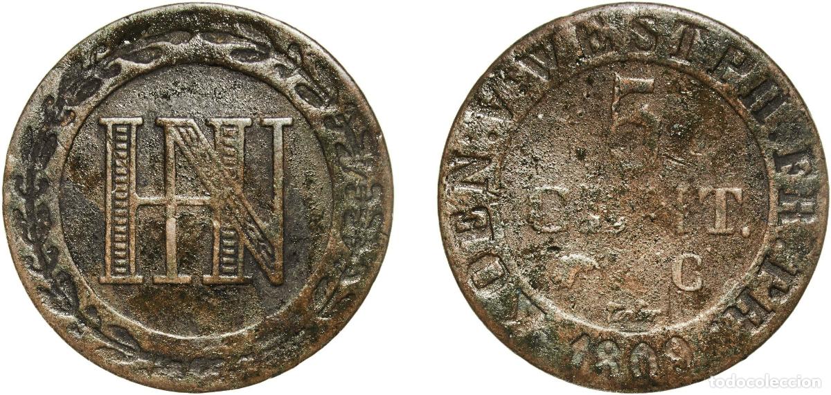 Monedas antiguas de Europa: Germany Kingdom of Westphalia Kingdom of Westphalia German states 1809 C 5 Centimes - J&eacute;r&ocirc;me Bonapa