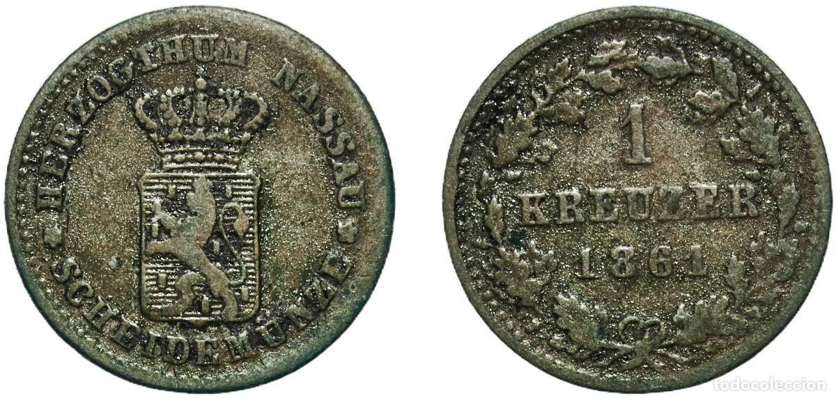 Monedas antiguas de Europa: Germany Kingdom of Bavaria German states 1861 1 Kreuzer - Maximilian II Billon (.166 silver) Munich