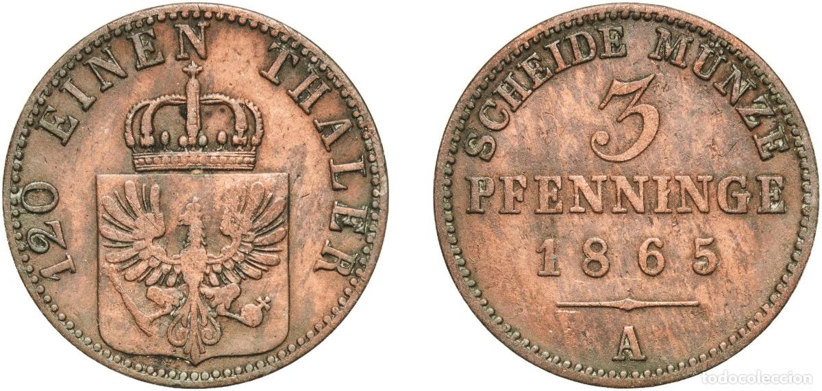 Monedas antiguas de Europa: Germany Kingdom of Prussia Kingdom of Prussia Second Empire 1852 A 3 Pfenninge - Friedrich Wilhelm