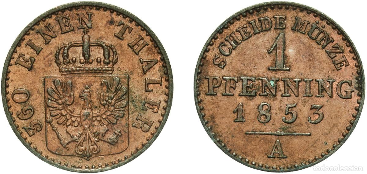 Monedas antiguas de Europa: Germany Kingdom of Prussia Kingdom of Prussia Second Empire 1853 A 1 Pfenning - Frederick William I