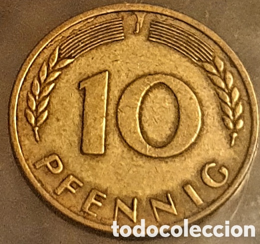 Monedas antiguas de Europa: Moneda Alemania 10 pfennig 1950 J