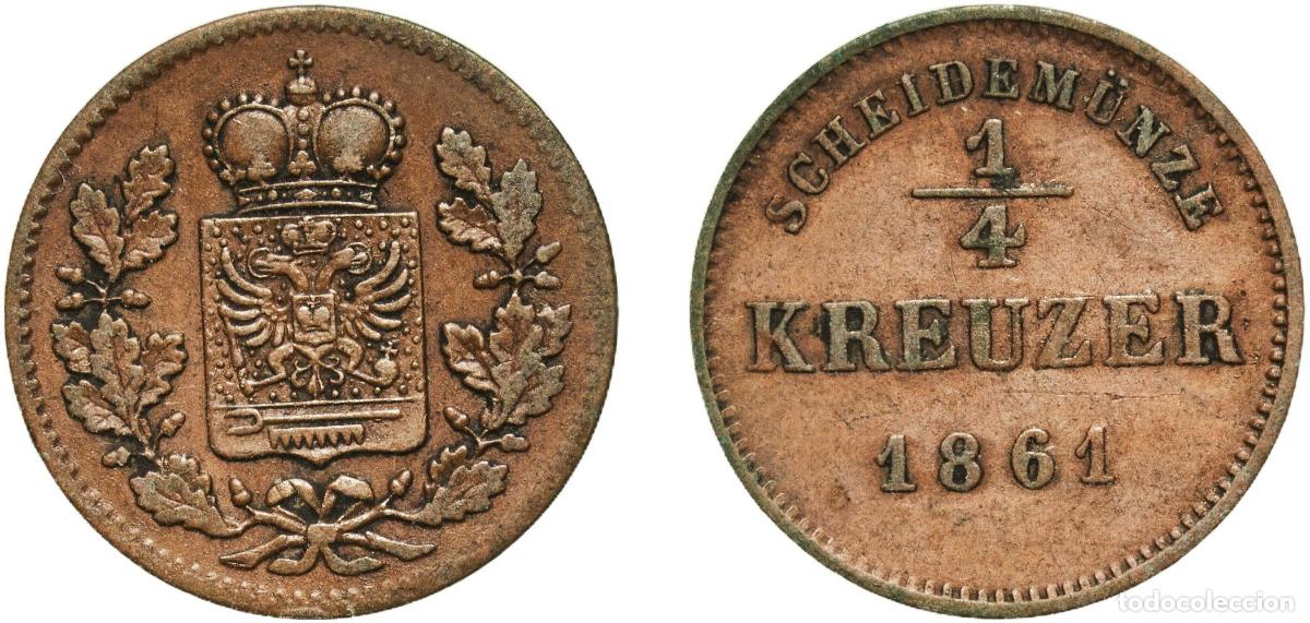 Monedas antiguas de Europa: Germany Principality of Schwarzburg-Rudolstadt German states 1861 &frac14; Kreuzer - Frederick G&uuml;nther Cop