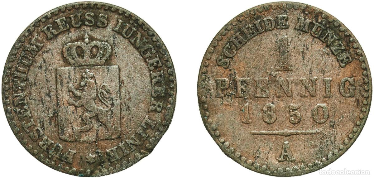 Monedas antiguas de Europa: Germany Principality of Reuss-Schleiz German states 1850 A 1 Pfennig - Henry LXII Copper Berlin Min