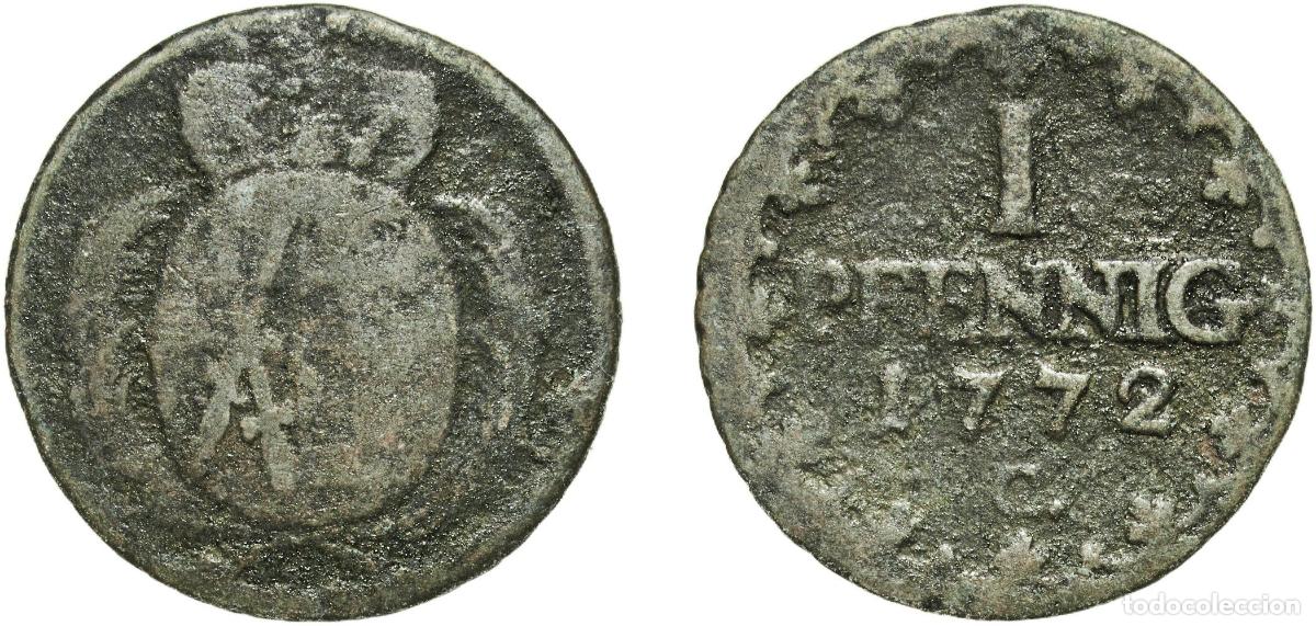 Monedas antiguas de Europa: Germany Electorate of Saxony (Albertinian Line) German states 1772 C 1 Pfennig - Frederick August I