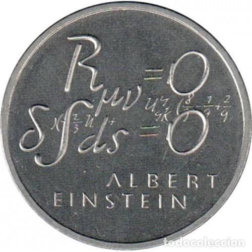 Monedas antiguas de Europa: SUIZA - 5 Francs 1979 KM58 - 100 aniversario - Nacimiento de Albert Einstein - Formula
