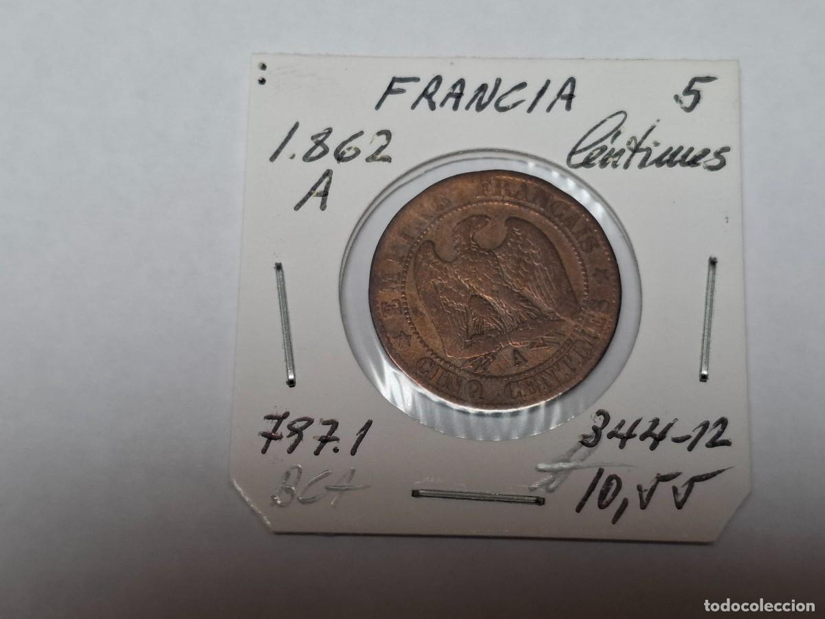 Monedas antiguas de Europa: 5 CENTIMOS de 1862 A KM 797.1 FRANCIA en BC+