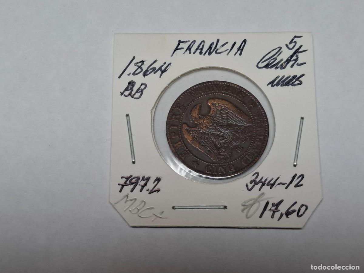 Monedas antiguas de Europa: 5 CENTIMOS de 1864 BB KM 797.2 FRANCIA en MBC+