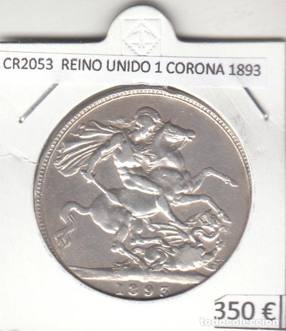 Monedas antiguas de Europa: CR2053 MONEDA REINO UNIDO 1 CORONA 1893 PLATA