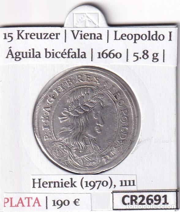 Monedas antiguas de Europa: CR2691 MONEDA IMPERIO AUSTRIACO 15 KREUZER VIENA LEOPOLDO I 1660 PLATA