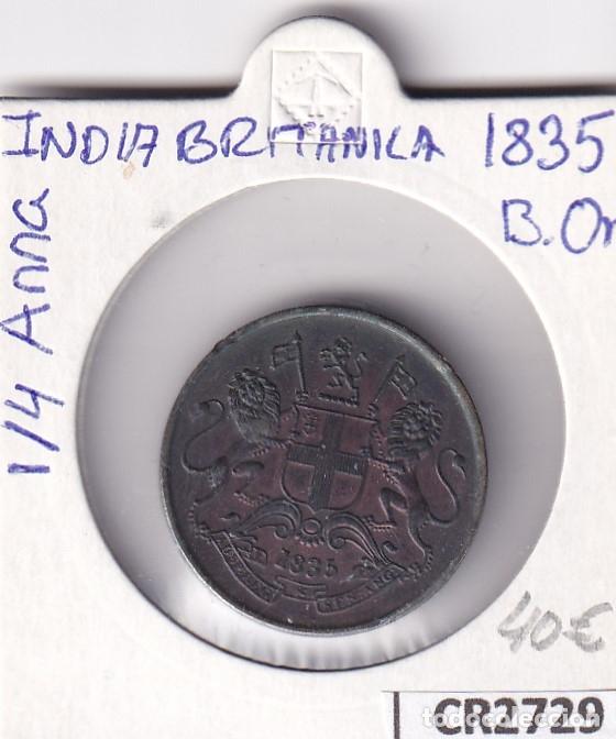 Monedas antiguas de Europa: CR2729 MONEDA INDIA BRITANICA 1/4 ANNA 1835 BRILLO ORIGINAL