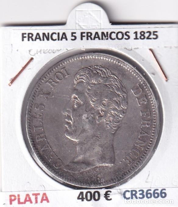 Monedas antiguas de Europa: CR3666 MONEDA FRANCIA 5 FRANCOS 1825 CARLOS X ROVEN PLATA