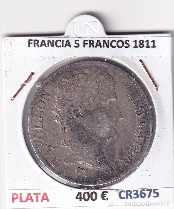Monedas antiguas de Europa: CR3675 MONEDA FRANCIA 5 FRANCOS 1811 NAPOLEON I PARIS PLATA