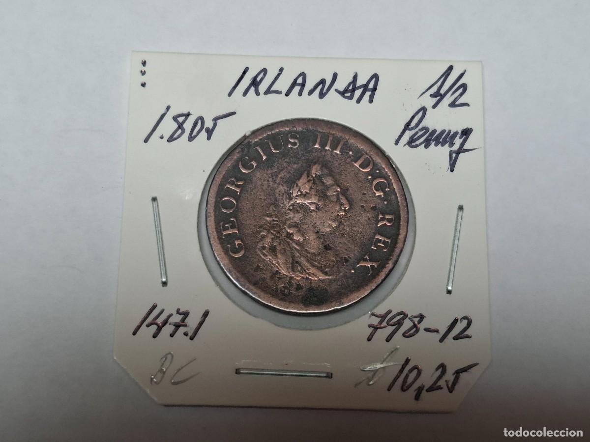 Monedas antiguas de Europa: 1/2 PENNY de 1805 KM 147.1 IRLANDA en BC