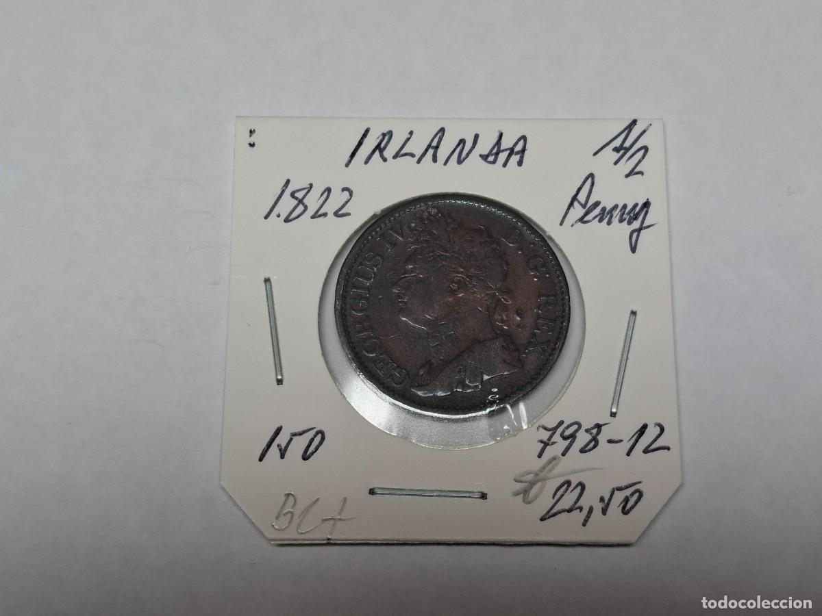 Monedas antiguas de Europa: 1/2 PENNY de 1822 KM 150 IRLANDA en BC+