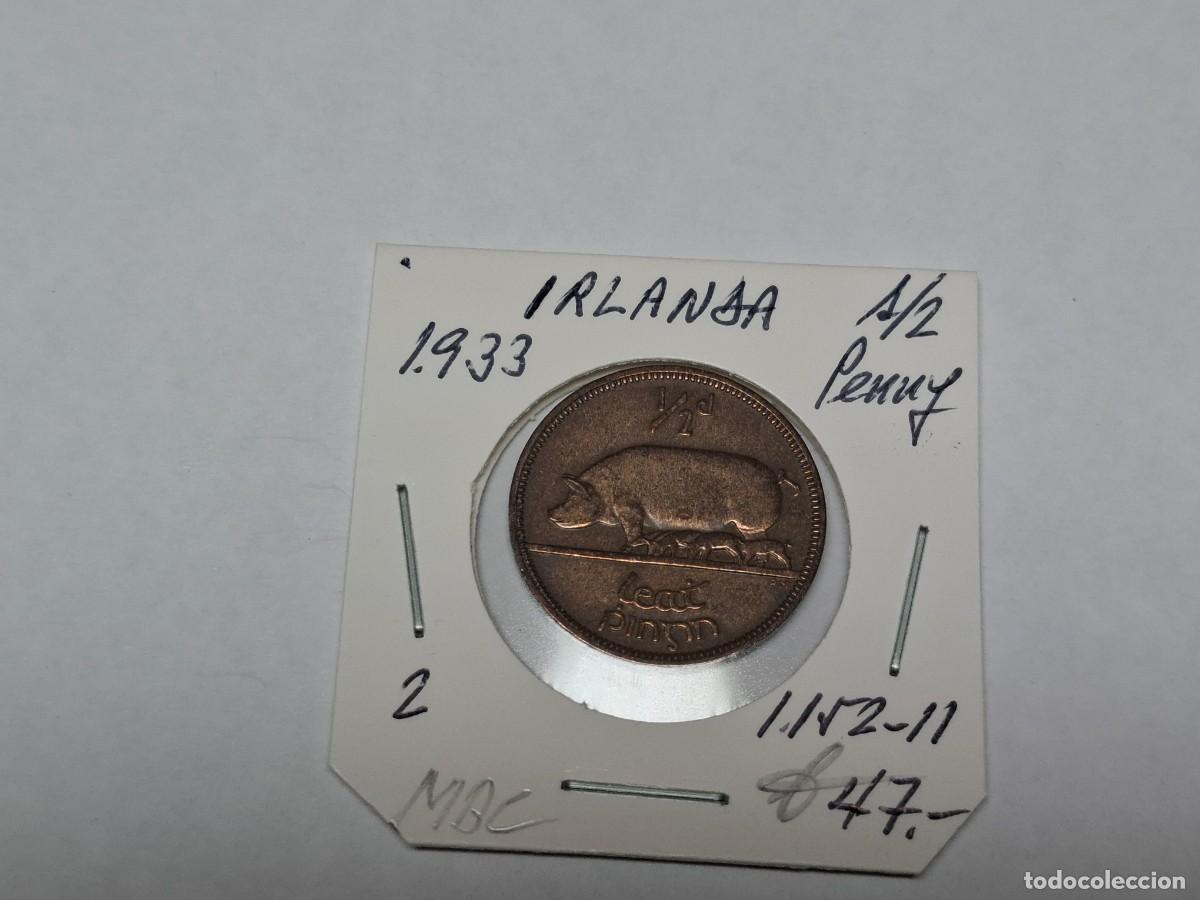 Monedas antiguas de Europa: 1/2 PENNY de 1933 KM 2 IRLANDA en MBC