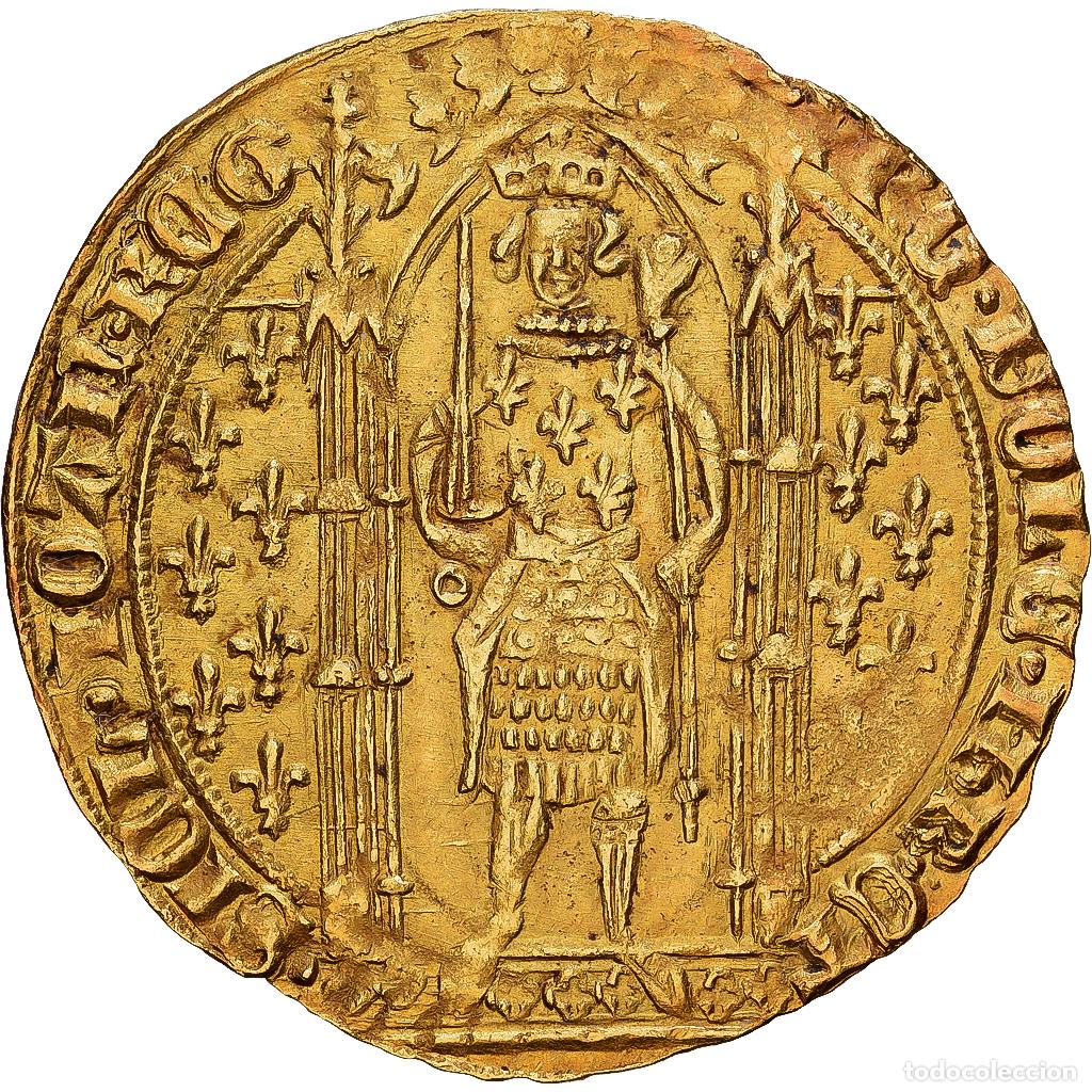 Monedas antiguas de Europa: [#1203157] County of Provence, Jeanne de Naples, Franc &agrave; pied, ca. 1372, Avignon, Oro, MBC