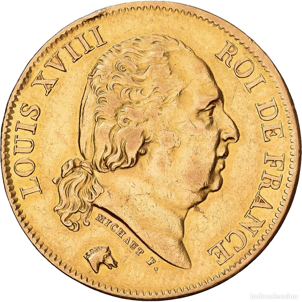 Monedas antiguas de Europa: [#1540103] Francia, Louis XVIII, 40 Francs, Louis XVIII, 1824, Paris, Oro, MBC, KM:713.1