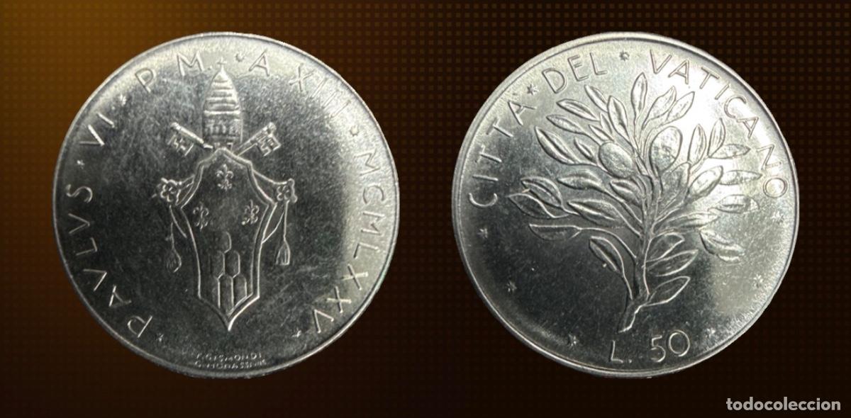 Monedas antiguas de Europa: 50 liras ciudad del Vaticano, 1975