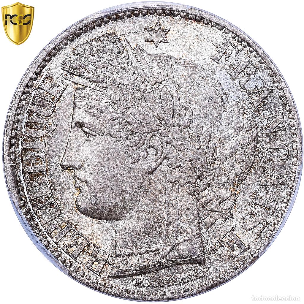 Monedas antiguas de Europa: [#1546298] Francia, 2 Francs, C&eacute;r&egrave;s, 1870, Bordeaux, ancre, Plata, PCGS, MS65
