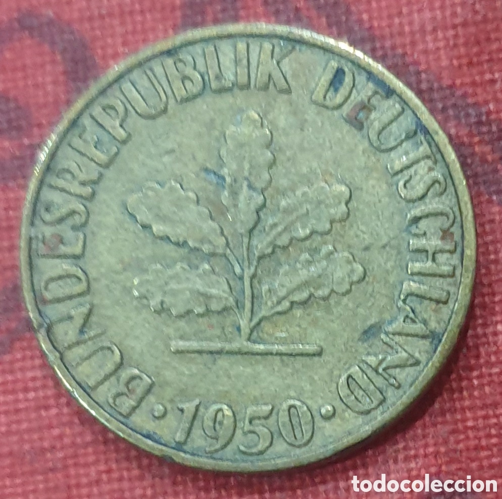 Monedas antiguas de Europa: Alemania. 5 pfennig de 1950