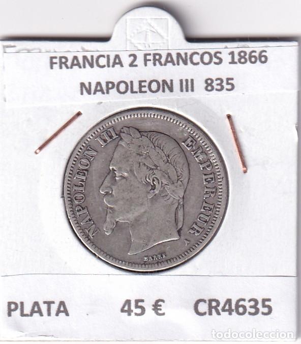 Monedas antiguas de Europa: CR4635 MONEDA FRANCIA 2 FRANCOS 1866 NAPOLEON III PLATA 835