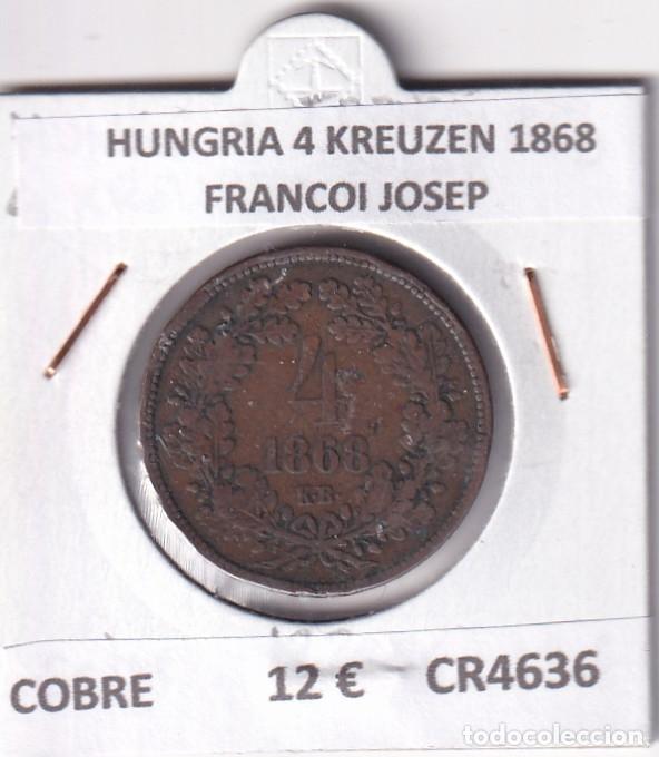 Monedas antiguas de Europa: CR4636 MONEDA HUNGRIA 4 KREUZEN 1868 FRANZ JOSEF COBRE