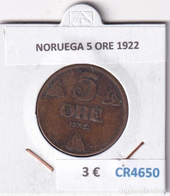 Monedas antiguas de Europa: CR4650 MONEDA NORUEGA 5 ORE 1922