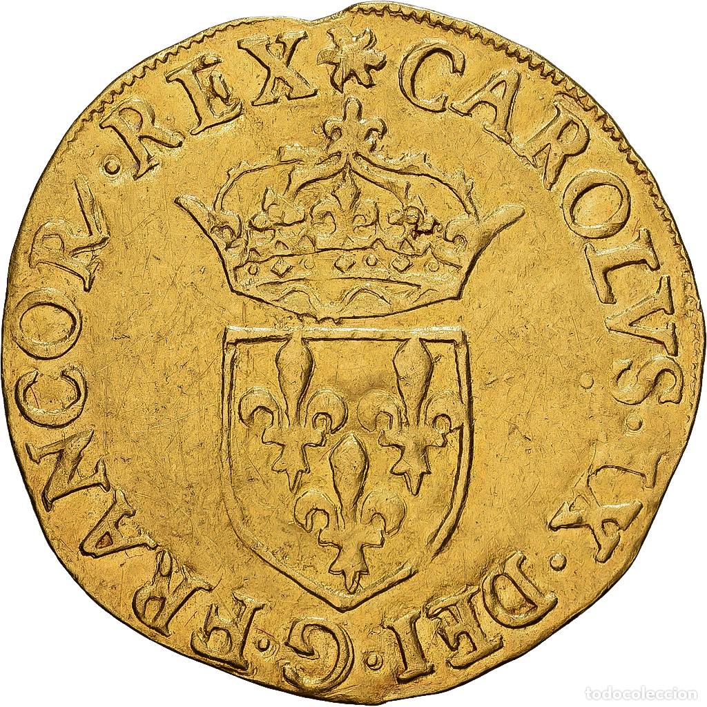 Monedas antiguas de Europa: [#1203161] Francia, Charles IX, &Eacute;cu d'or au soleil, 1564, Poitiers, Oro, MBC+