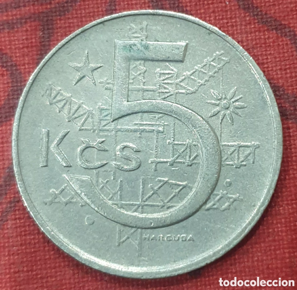 Monedas antiguas de Europa: Checoslovaquia. 5 coronas de 1974