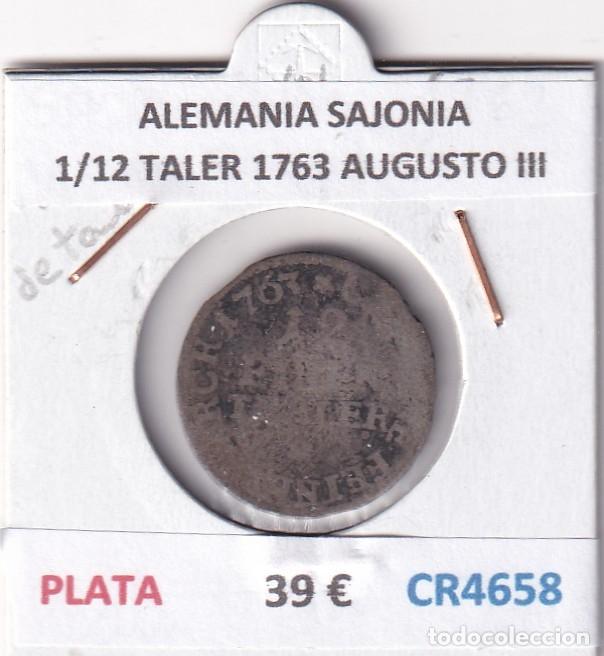 Monedas antiguas de Europa: CR4658 MONEDA ALEMANIA SAJONIA 1/12 TALER 1763 AUGUSTO III PLATA