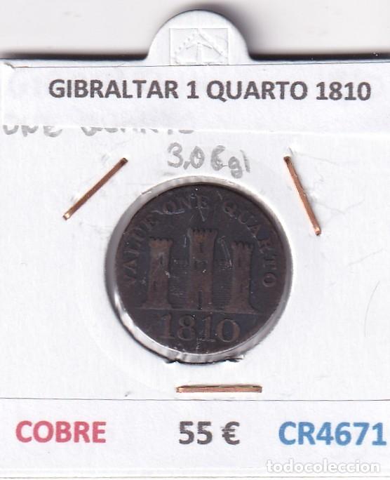 Monedas antiguas de Europa: CR4671 MONEDA GIBRALTAR 1 QUARTO 1810 COBRE