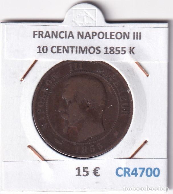 Monedas antiguas de Europa: CR4700 MONEDA FRANCIA NAPOLEON III 10 CENTIMOS 1855 K BRONCE