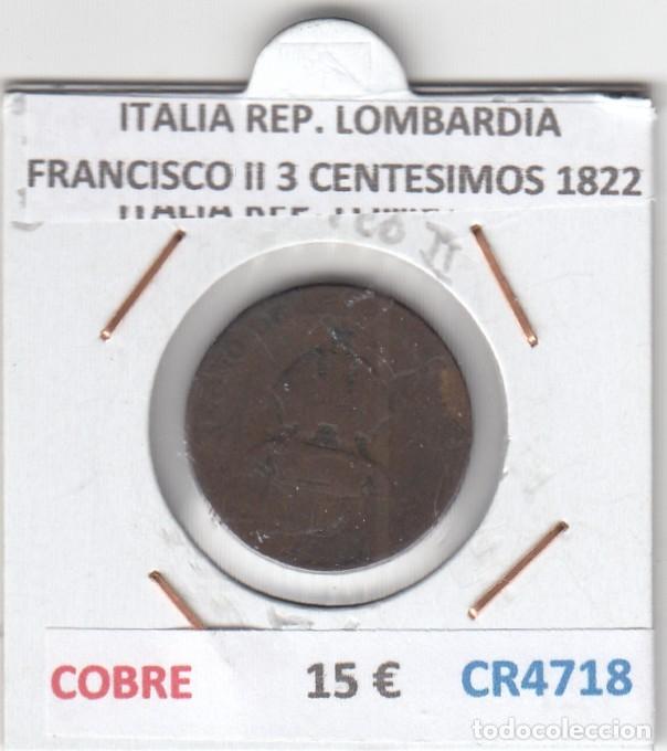 Monedas antiguas de Europa: CR4718 MONEDA ITALIA REP. LOMBARDIA FRANCISCO II 3 CENTESIMOS 1822 COBRE