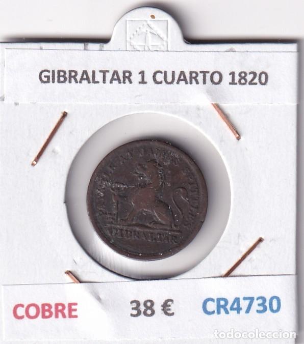 Monedas antiguas de Europa: CR4730 MONEDA GIBRALTAR 1 CUARTO 1820 COBRE