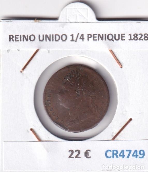 Monedas antiguas de Europa: CR4749 MONEDA REINO UNIDO 1/4 PENIQUE 1828