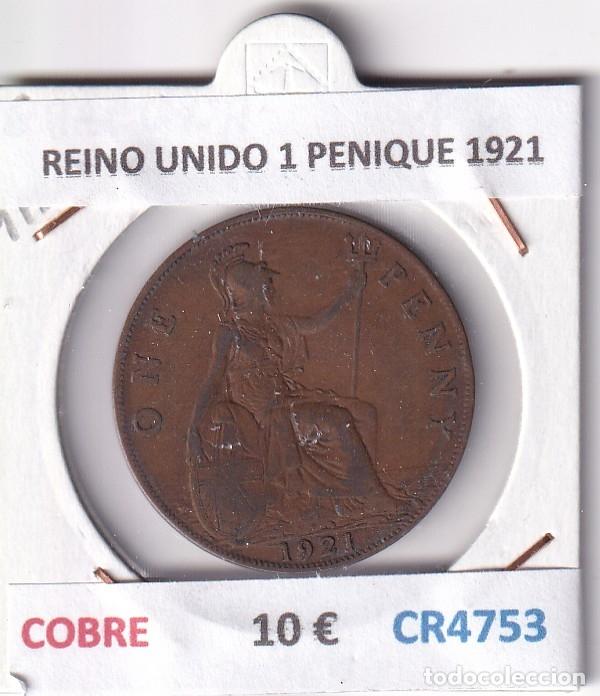 Monedas antiguas de Europa: CR4753 MONEDA REINO UNIDO 1 PENIQUE 1921 COBRE