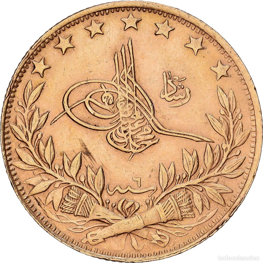 Monedas antiguas de Europa: [#1121699] Turqu&iacute;a, Muhammad V, 100 Kurush, 1911/AH1327, Qustantiniyah, Oro, EBC+, KM:754