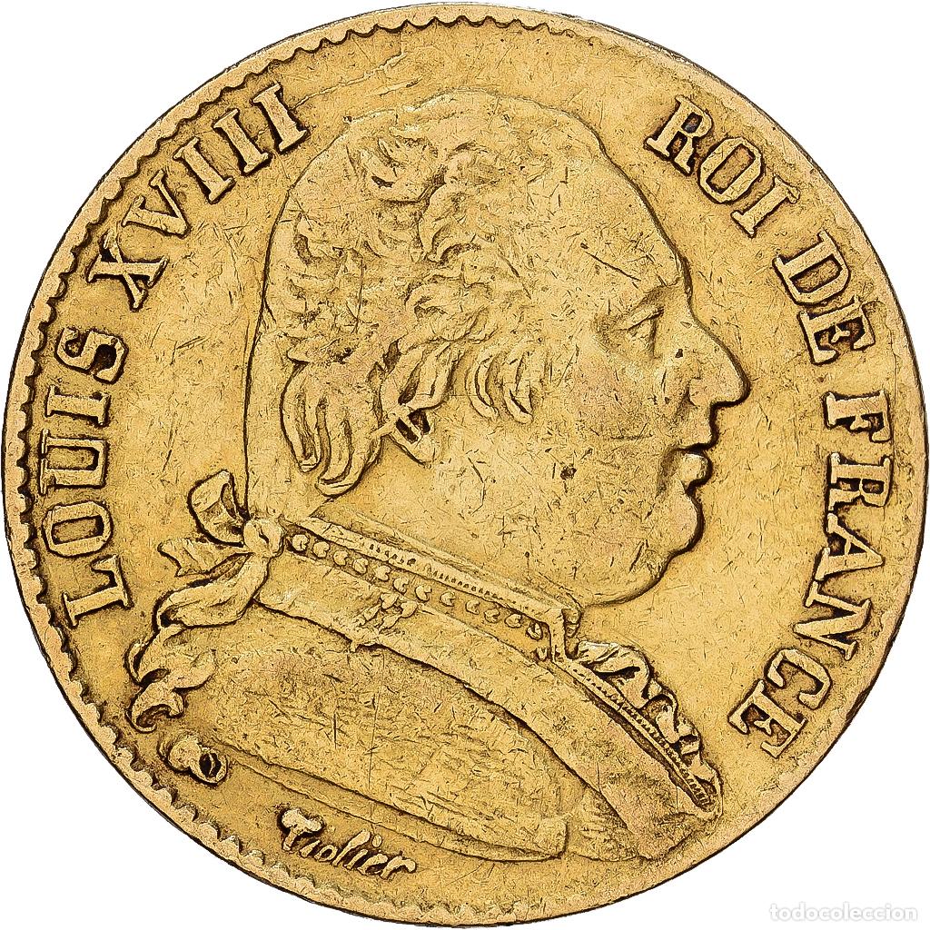 Monedas antiguas de Europa: [#1121734] Francia, Louis XVIII, 20 Francs, 1815, Paris, Oro, MBC, KM:706.1
