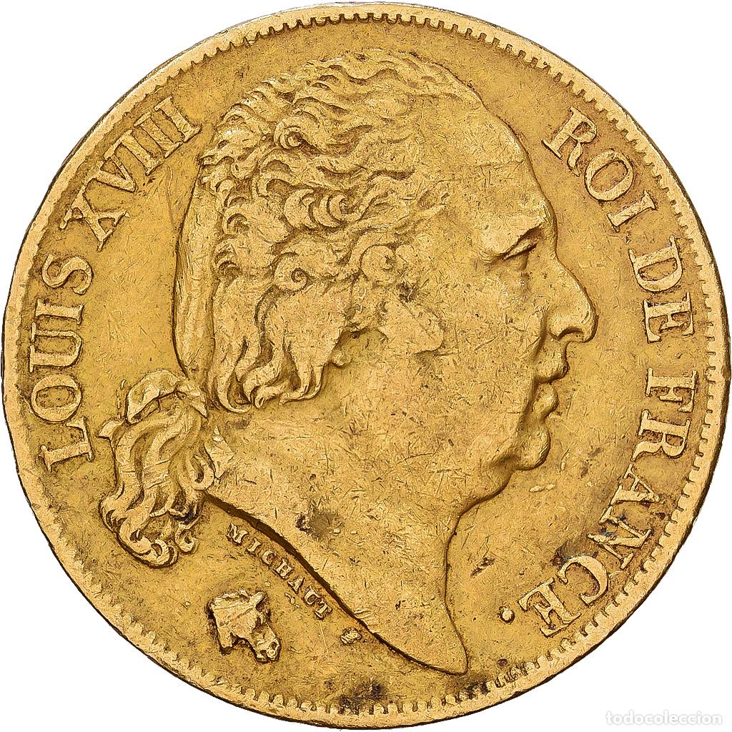 Monedas antiguas de Europa: [#1540094] Francia, Louis XVIII, 20 Francs, Louis XVIII, 1824, Paris, Oro, BC+, KM:712.1