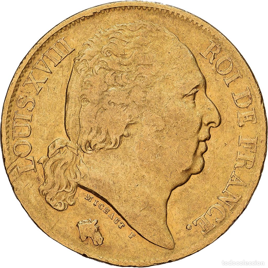 Monedas antiguas de Europa: [#1121735] Francia, Louis XVIII, 20 Francs, 1818, Paris, Oro, BC+, KM:712.1