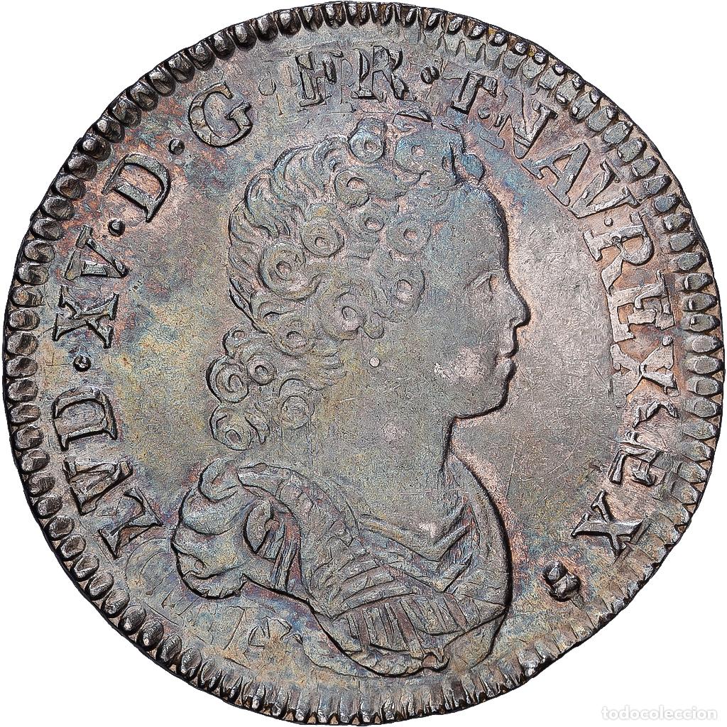 Monedas antiguas de Europa: [#1121697] Francia, Louis XV, 1/2 ECU, 44 Sols, 1/2 &Eacute;cu Vertugadin, 1716, Reims, Plata