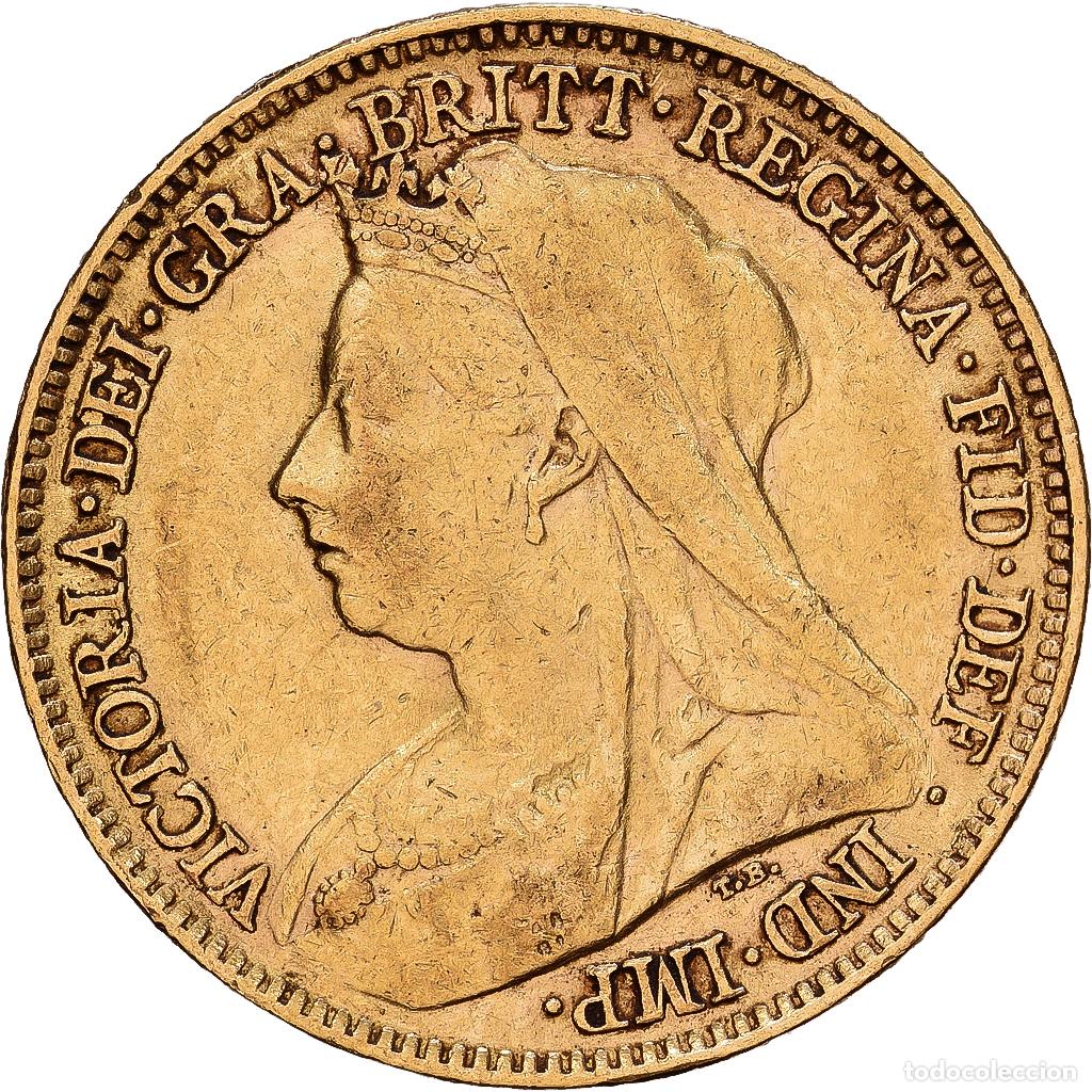 Monedas antiguas de Europa: [#1121719] Gran Breta&ntilde;a, Victoria, 1/2 Sovereign, 1901, London, Oro, MBC, KM:784