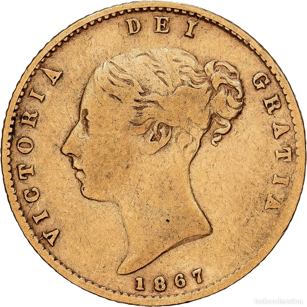 Monedas antiguas de Europa: [#1121709] Gran Breta&ntilde;a, Victoria, 1/2 Sovereign, 1867, Oro, BC+, KM:735.2