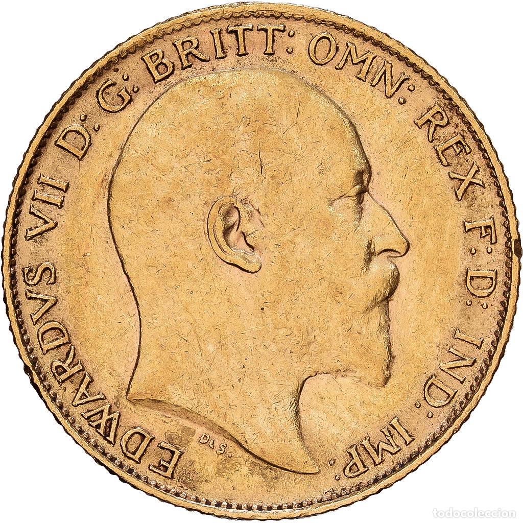 Monedas antiguas de Europa: [#1121732] Gran Breta&ntilde;a, Edward VII, 1/2 Sovereign, 1909, London, Oro, MBC+, KM:804