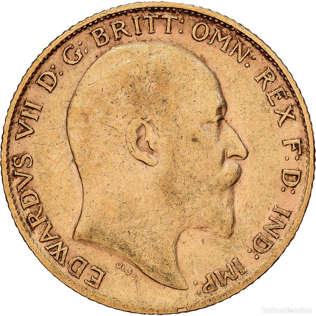 Monedas antiguas de Europa: [#1121730] Gran Breta&ntilde;a, Edward VII, 1/2 Sovereign, 1908, London, Oro, MBC, KM:804