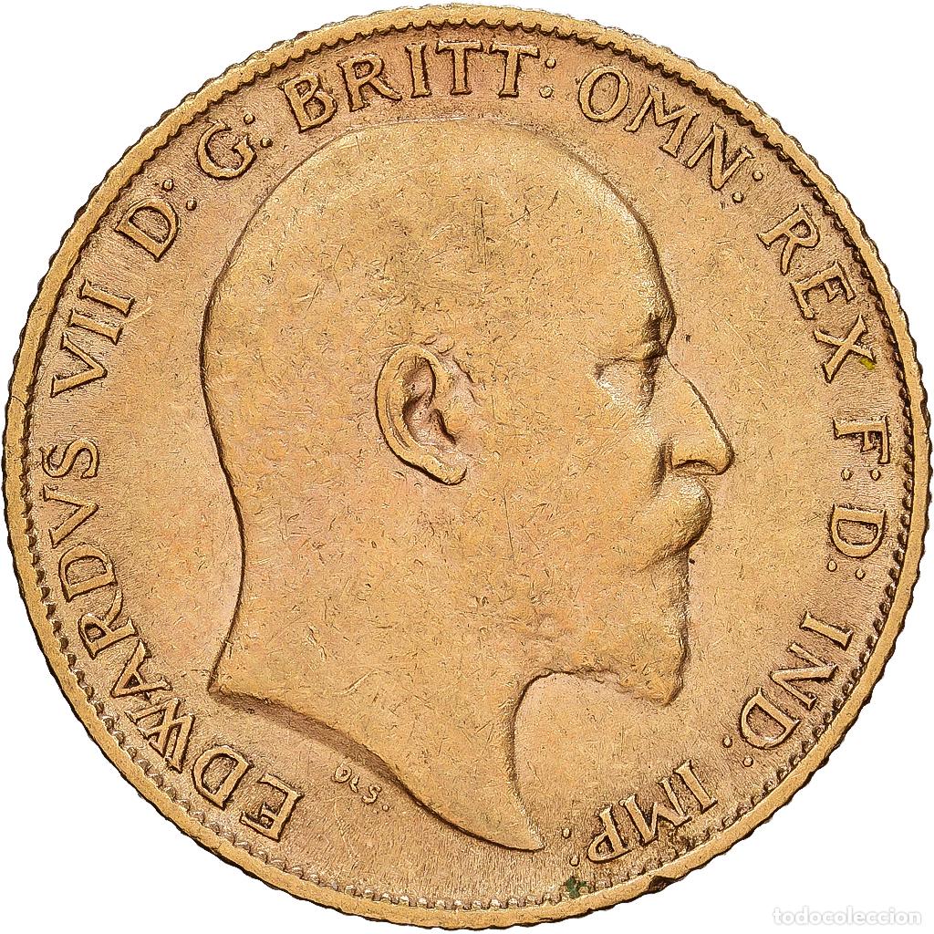 Monedas antiguas de Europa: [#1118046] GREAT BRITAIN, 1/2 Sovereign, 1905, KM #804, EF(40-45), Gold, 3.96