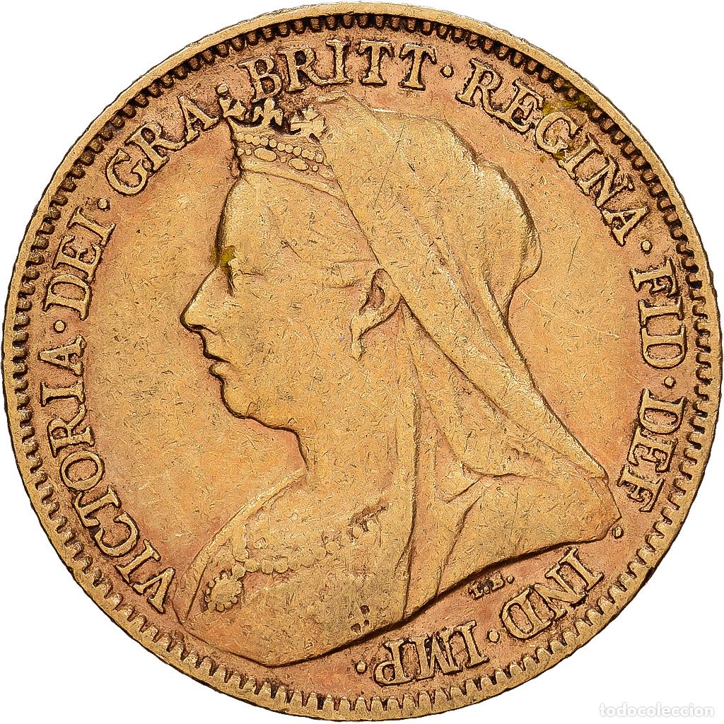 Monedas antiguas de Europa: [#1118053] GREAT BRITAIN, 1/2 Sovereign, 1901, KM #784, AU(50-53), Gold, 3.97